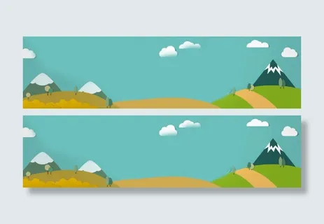 扁平式山丘背景banner设计