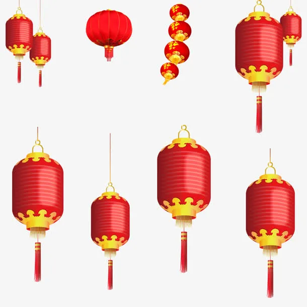 创意合成手绘质感灯笼造型免抠