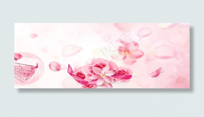 浪漫粉色花朵海报免抠
