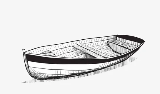 水墨靠岸停泊小船免抠