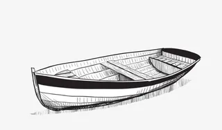 水墨靠岸停泊小船免抠