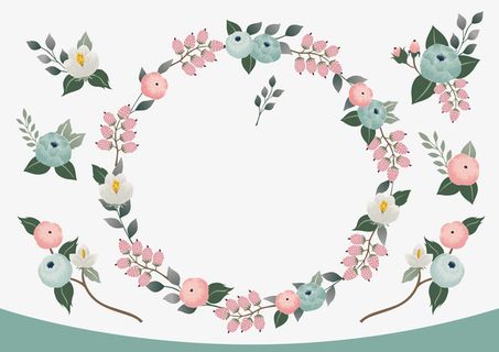 手绘花环素材花免抠