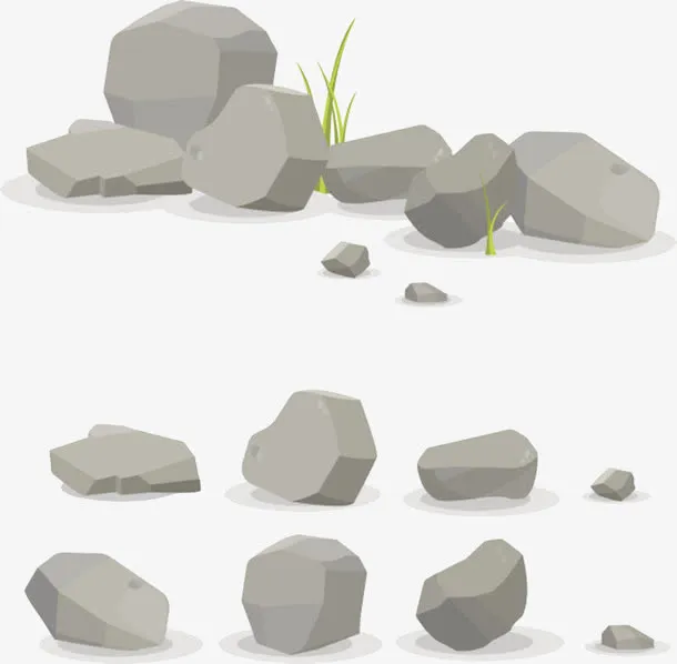 卡通手绘灰色石头免抠