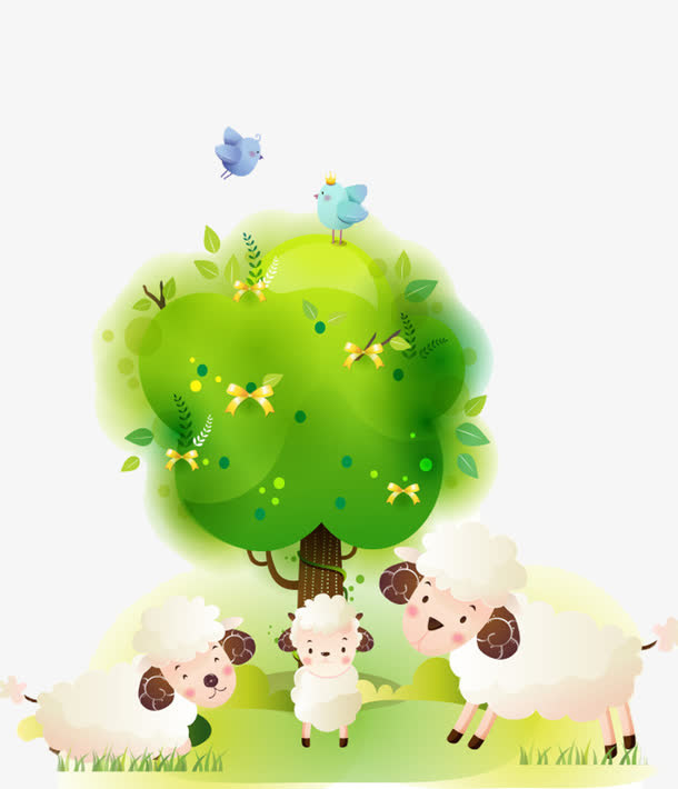 羊羊的春天图片素材免抠