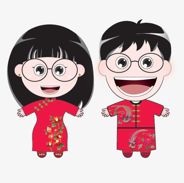 卡通新郎新娘免抠