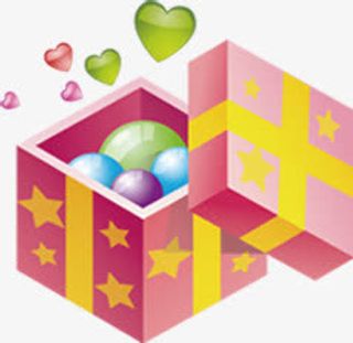 彩色卡通可爱礼盒爱心圆球免抠