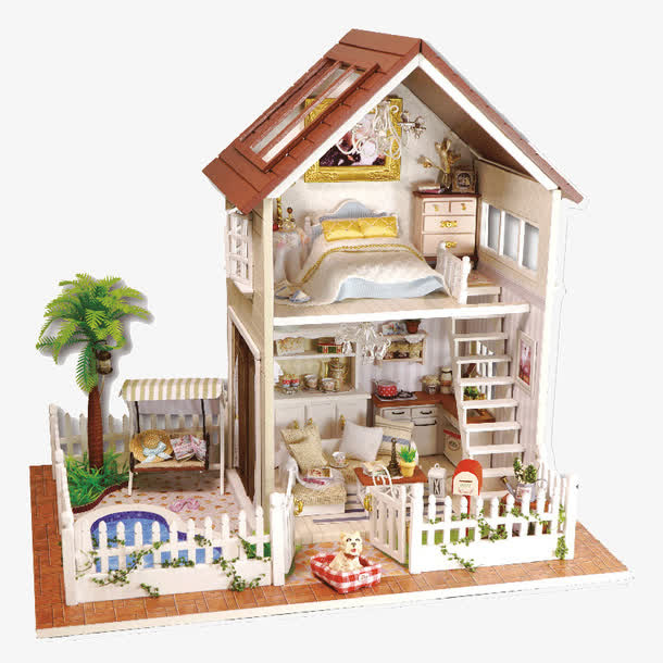 diy小屋巴黎公寓手工拼装免抠