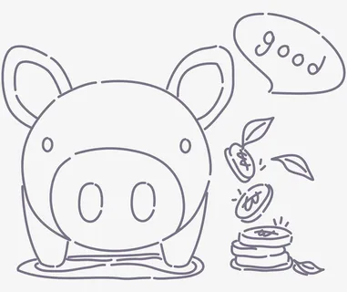 可爱的小猪存钱罐简笔画免抠