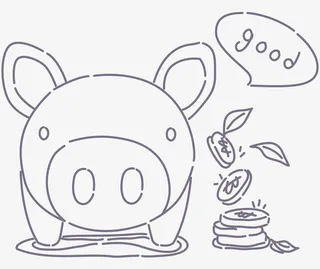 可爱的小猪存钱罐简笔画免抠