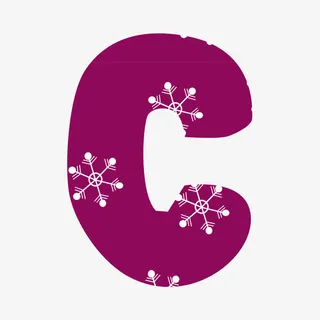 雪花纹装饰字母C免抠
