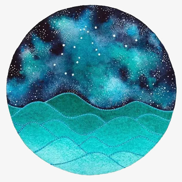 水彩星空免抠