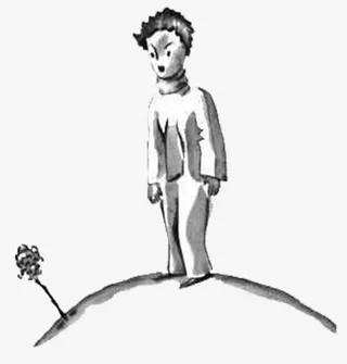 黑白小王子与玫瑰免抠