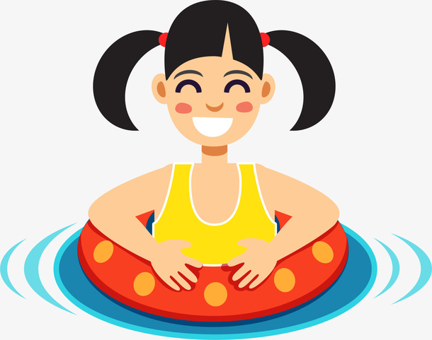 儿童节游泳的女孩免抠