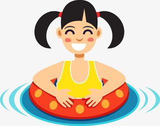 儿童节游泳的女孩免抠