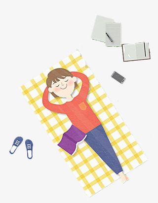 一个躺在被子上的女孩免抠