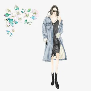 时尚女性模特走秀图案素材免抠