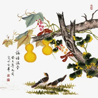 中国写意画葫芦免抠 中国写意画葫芦免抠