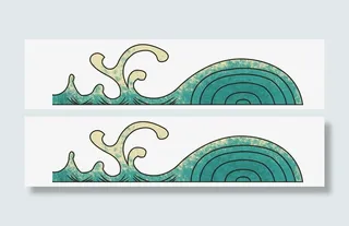 手绘插画国潮水免抠