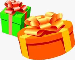 手绘黄绿色礼盒装饰免抠