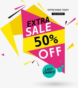 粉色打折标签免抠