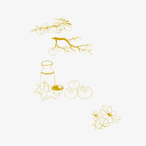 线描果酒免抠