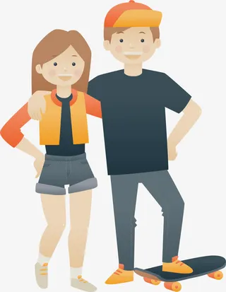 休闲服情侣矢量免抠