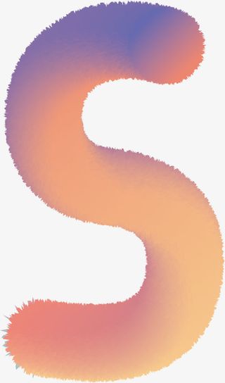 渐变绒毛效果字母S免抠