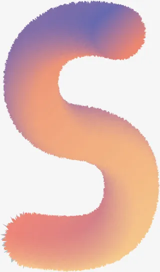 渐变绒毛效果字母S免抠