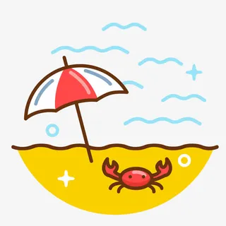 黄色手绘螃蟹元素免抠