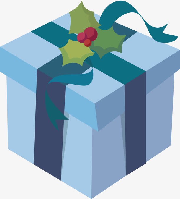 蓝色水果礼盒矢量素材免抠