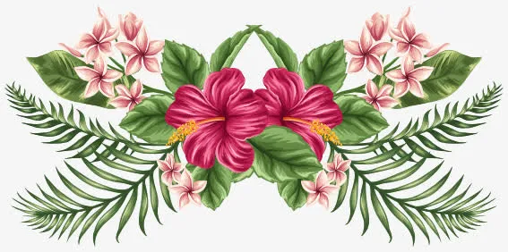 绿叶花朵手绘边框免抠