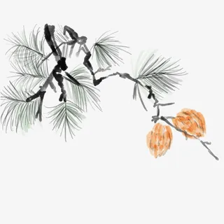 水墨植物装饰素材免抠