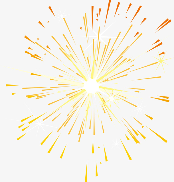 春节黄色渐变烟花免抠