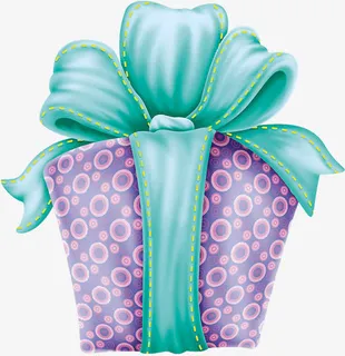 手给绿色丝带礼盒免抠