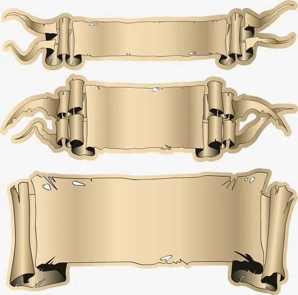 矢量黄色纸张卷起对称免抠