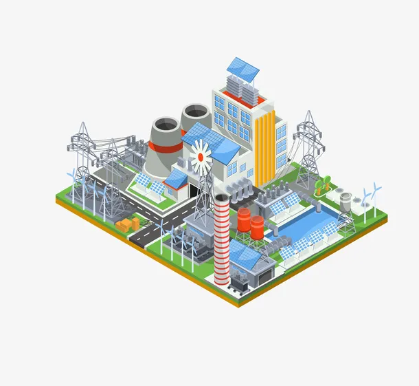 卡通版化工厂建筑物免抠