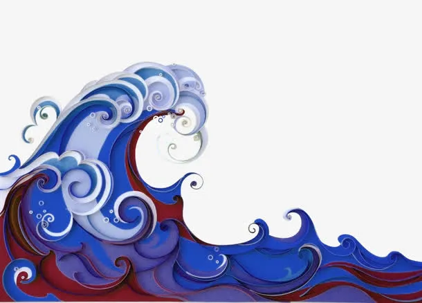 立体祥云浪潮装饰图案免抠