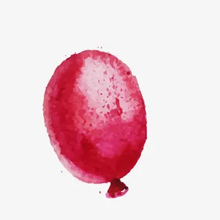 手绘彩色墨迹红色气球免抠