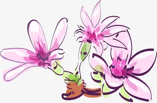 紫色水彩花朵免抠