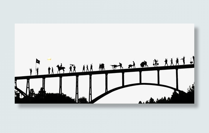 黑色军人剪影长征免抠