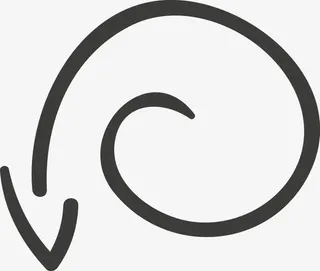 手绘弯曲箭头图免抠