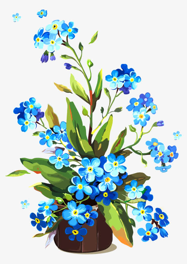 一盆蓝色的花免抠