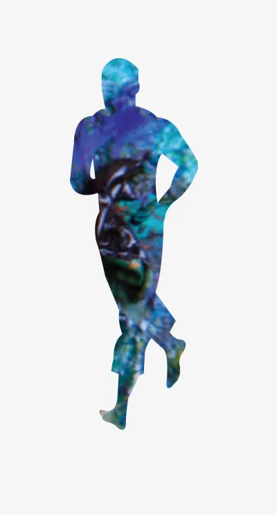 彩色跑步男子免抠