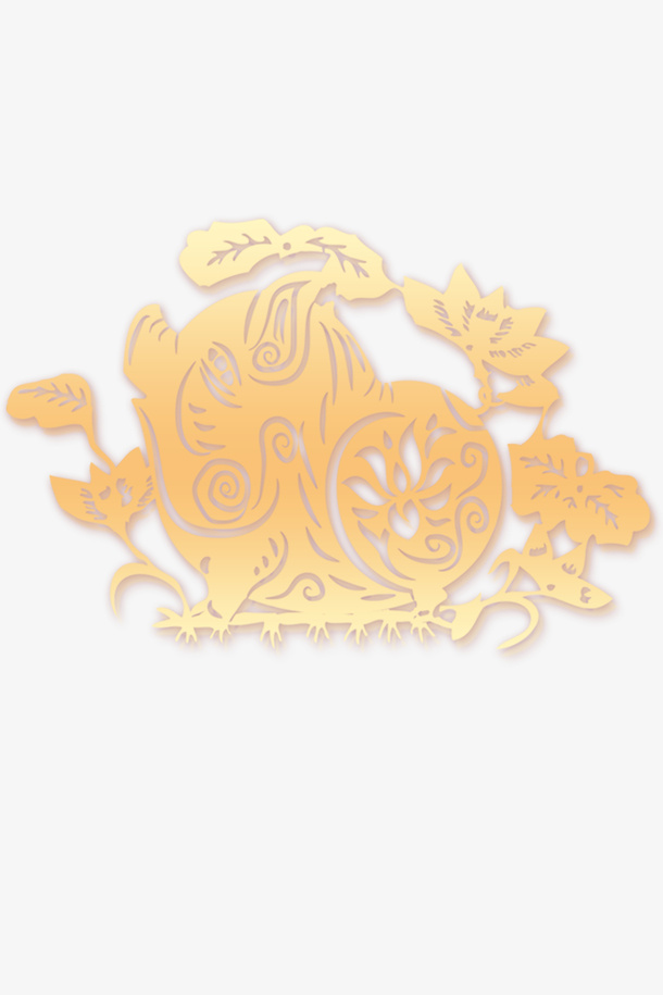 元旦金色金猪免抠