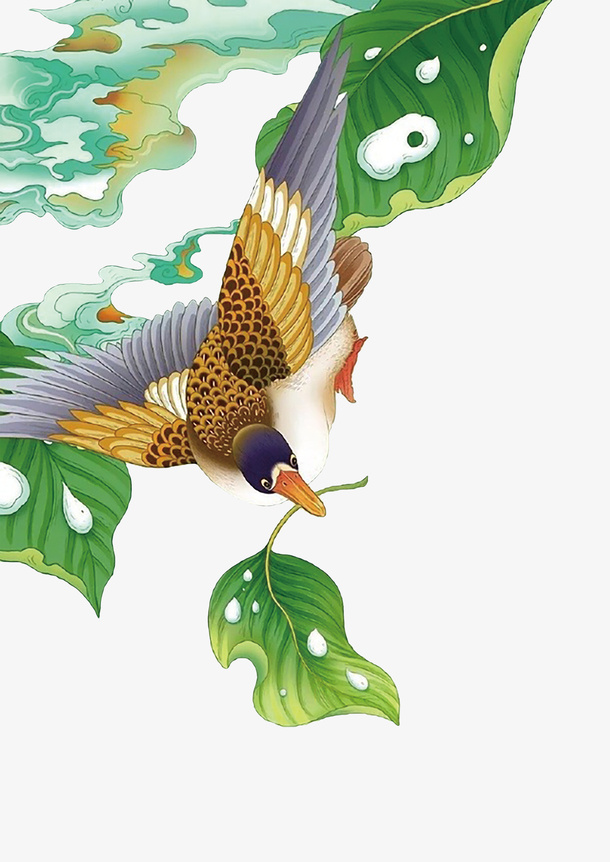 鸳鸯漂浮中国风免抠