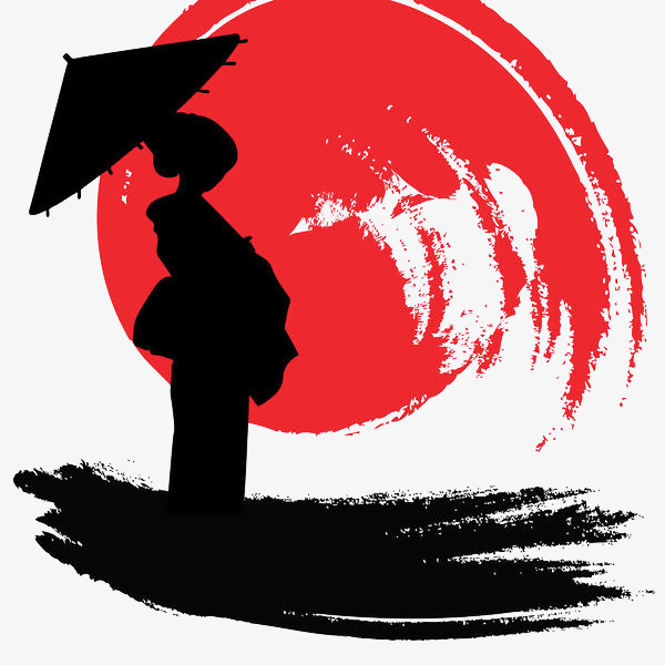 日本和服女性剪影免抠