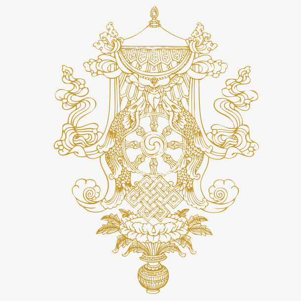 藏传佛教八瑞相整体矢量图免抠