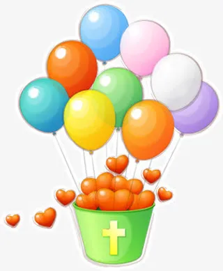 手绘彩色气球爱心装饰免抠