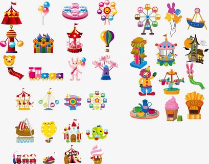 可爱的游乐场卡通图标矢量素材免抠