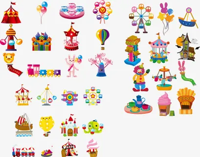 可爱的游乐场卡通图标矢量素材免抠